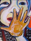 Orange hand by Marc Heaton, Painting, Acrylic on canvas