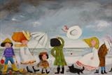 Windy Day At The Beach 2014(part1) by Marc Heaton, Painting, Acrylic,ink,pencil,pen on wood