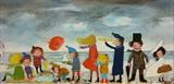 Windy Day At The Beach 2014(part2) by Marc Heaton, Painting, Acrylic,ink,pencil,pen on wood